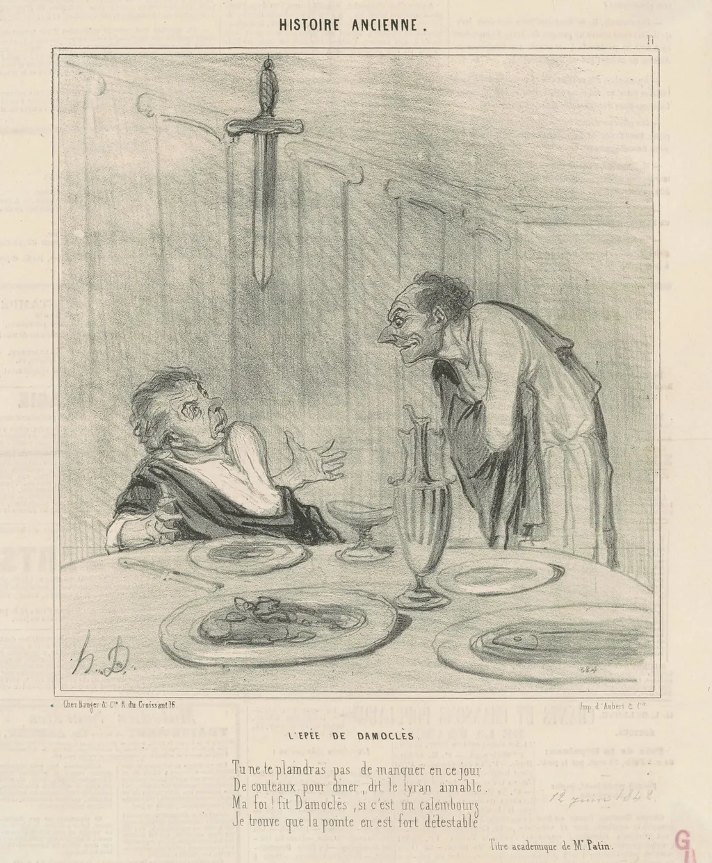 L'épée de Damoclès, by Honoré Daumier, ink, 1842
