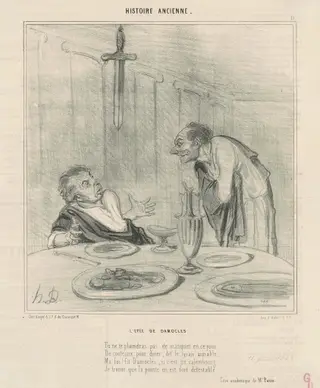 L'épée de Damoclès, by Honoré Daumier, ink, 1842