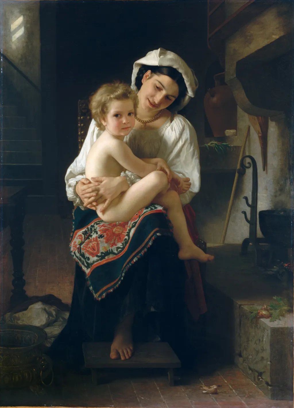 Young Mother Gazing at Her Child, by William Adolphe Bouguereau, oil, 1871