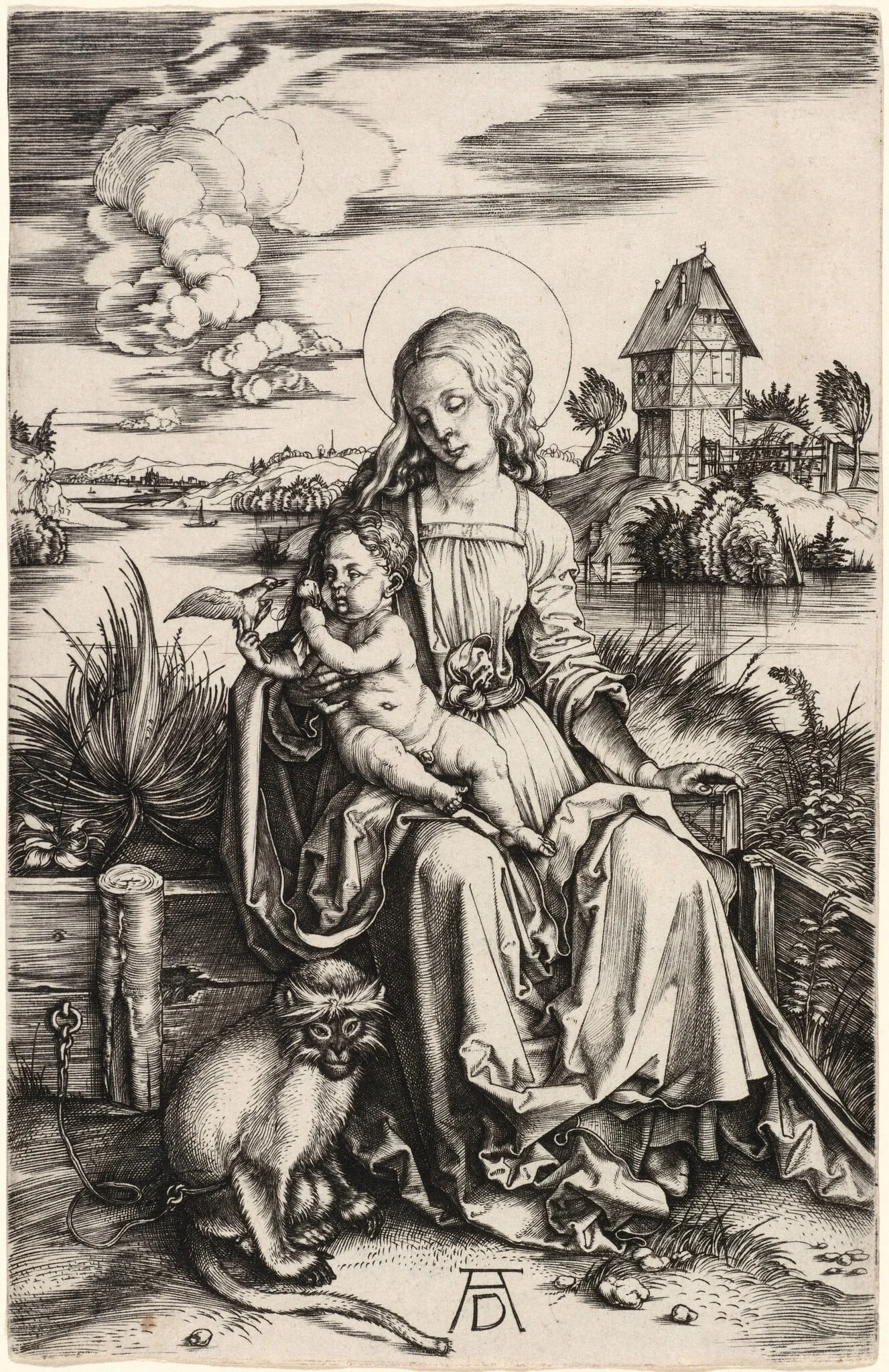 The Virgin and Child with the Monkey, detail