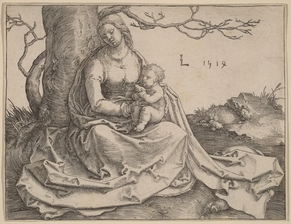 The Virgin Seated under a Tree, by Lucas van Leyden, ink, 1514