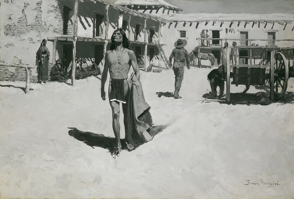 Nothing But Cheerful Looks Followed the Bat, by Frederic Remington, oil, 1900