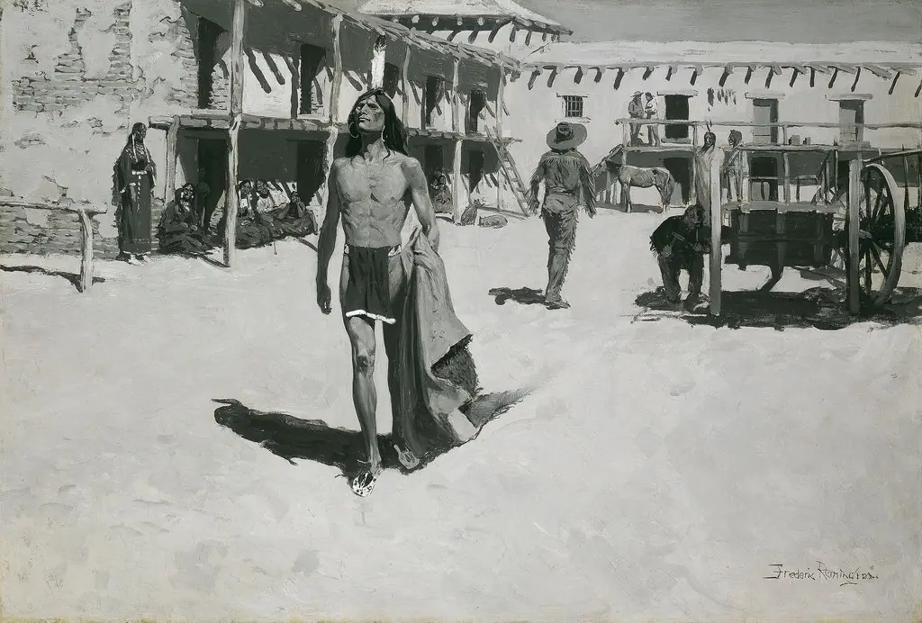 Nothing But Cheerful Looks Followed the Bat, by Frederic Remington, oil, 1900