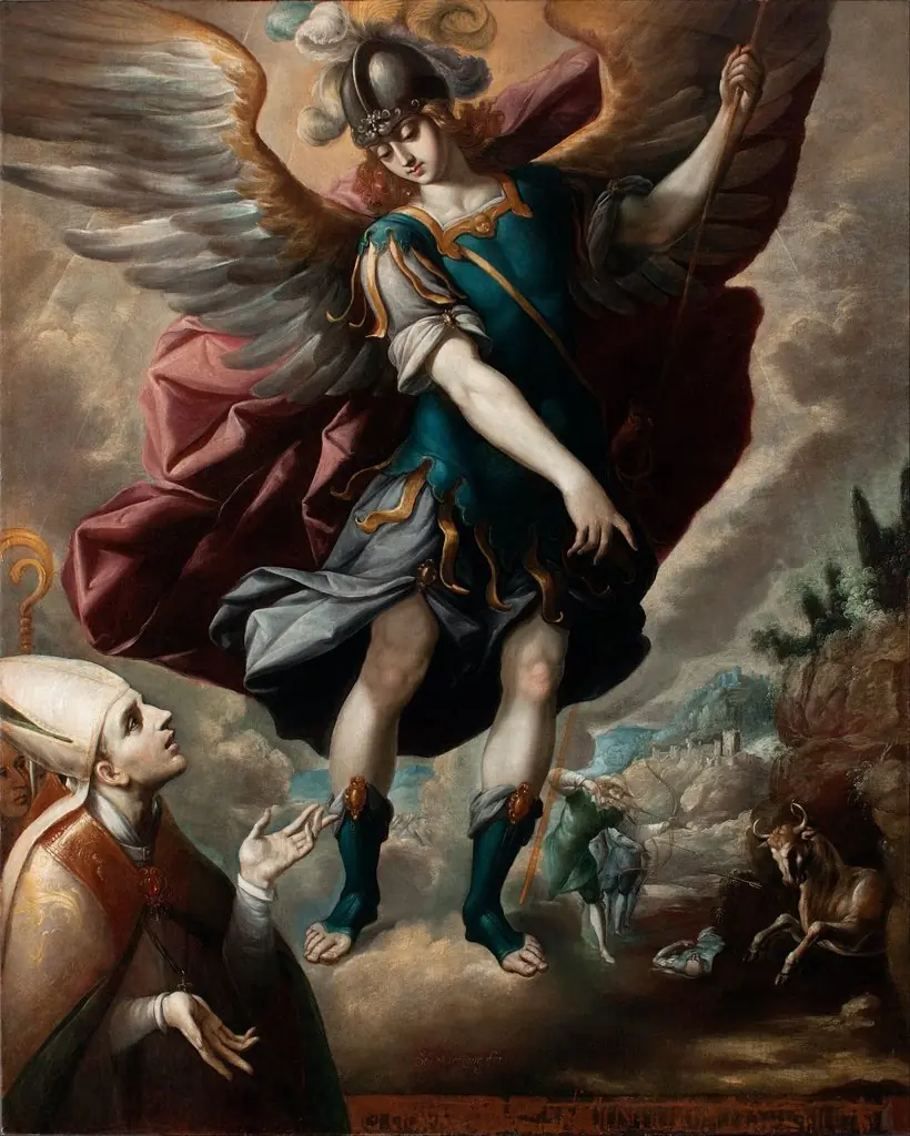 Saint Michael and the Bull, by Sebastián López de Arteaga, oil, 1650