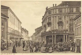 View of Muhlendamm, by Johann Friedrich Stock, ink, 1834