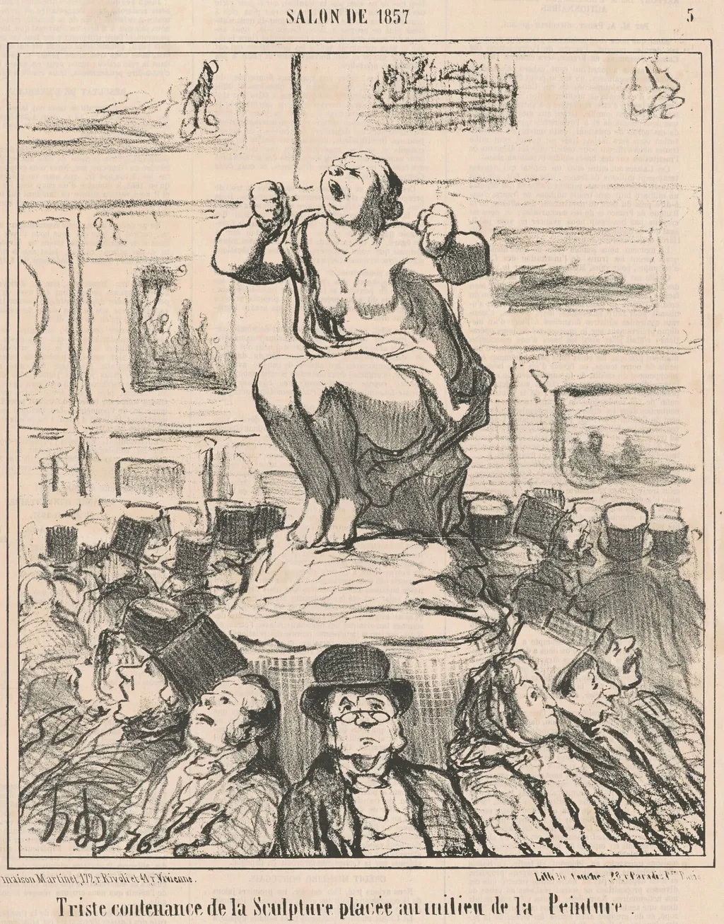Triste contenance de la sculpture ..., by Honoré Daumier, ink, 1857