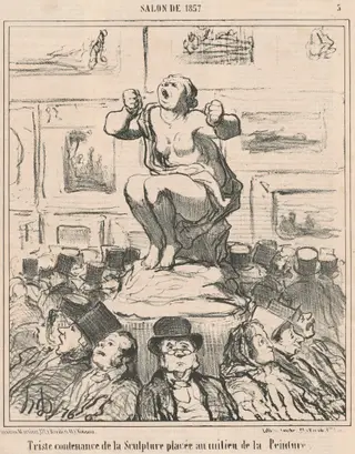 Triste contenance de la sculpture ..., by Honoré Daumier, ink, 1857