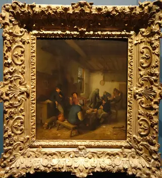 Dutch inn, by Adriaen van Ostade, oil, 1663