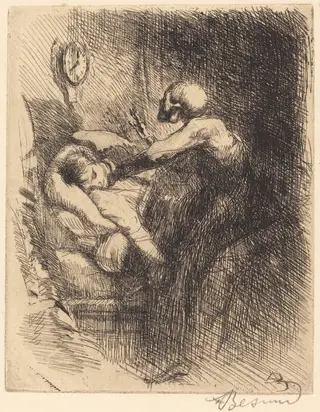Punctual (Ponctuelle), by Albert Besnard, ink, 1900