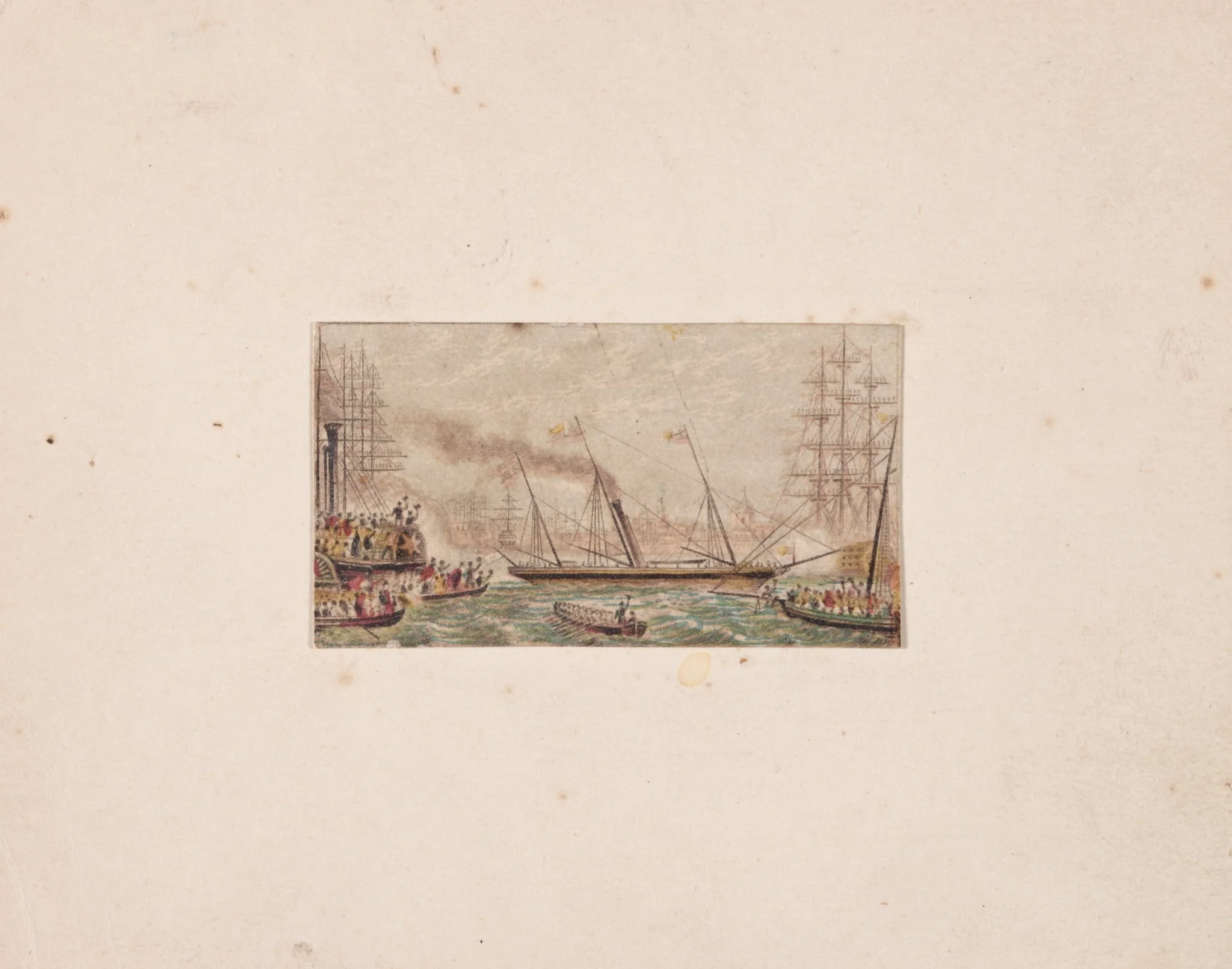 Needle-box Print: The Royal Fleet in Kilkenny Bay (?), detail