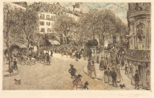 Le Boulevard des Italiens, by Jean François Raffaëlli, ink, 1908