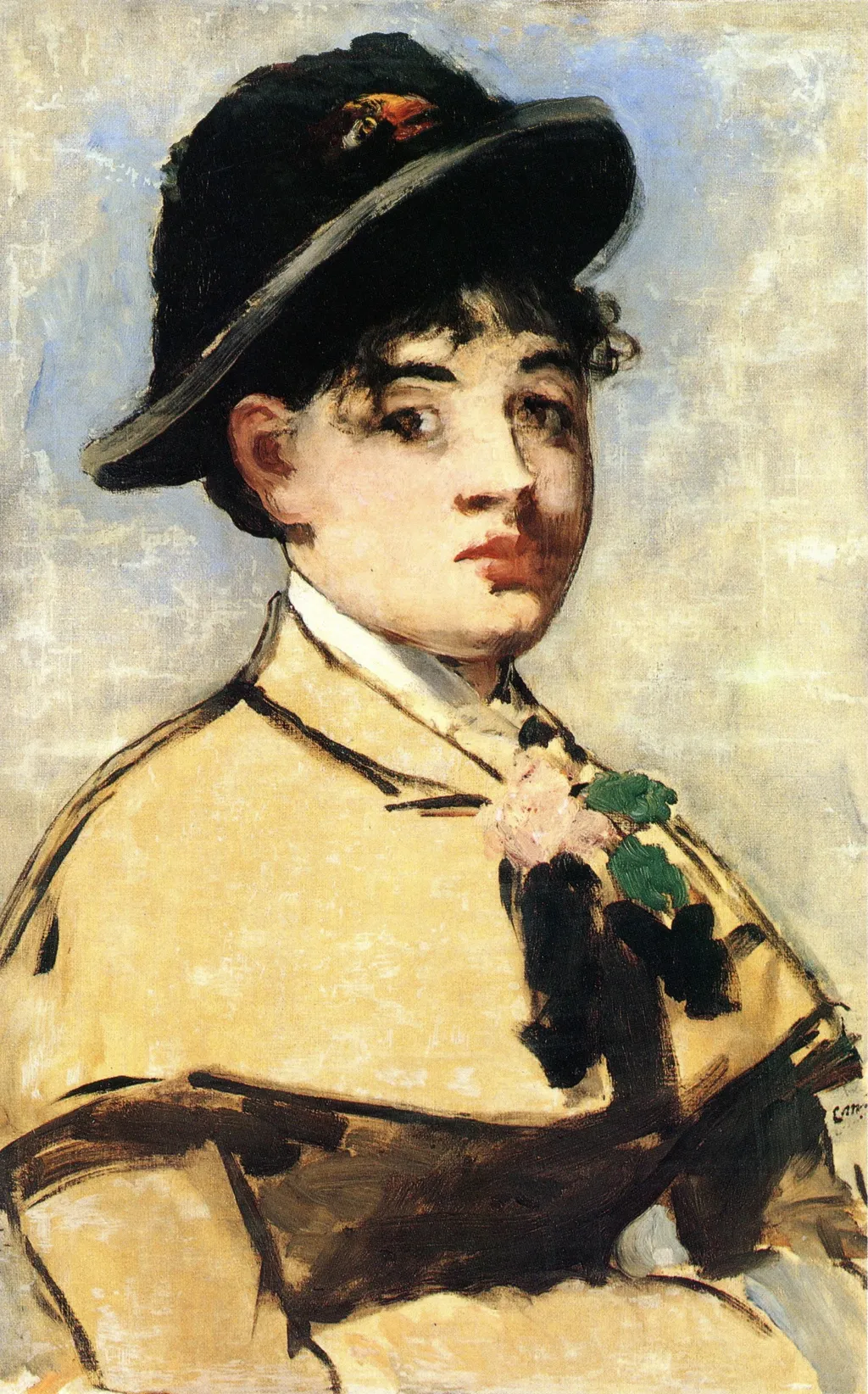 Junge Frau mit Pelerine, by Edouard Manet, oil