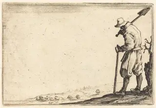 Peasant with Shovel on His Shoulder, by Jacques Callot, ink, 1622