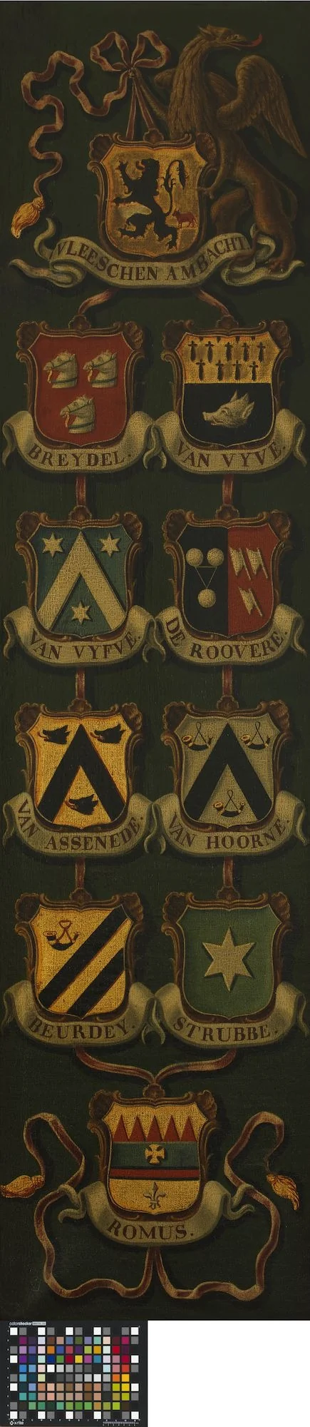 Wapenbord van het Brugse vleeshouwersambacht, detail