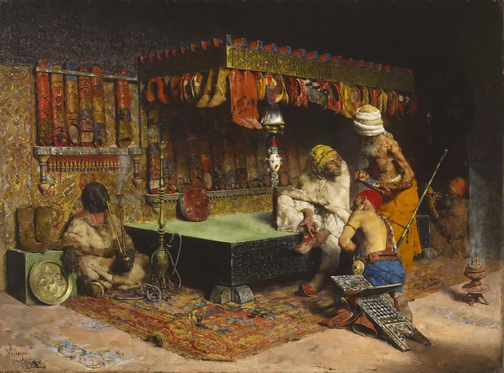 The Slipper Merchant in Morocco, by José Villegas Cordero, oil, 1872