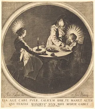 The Holy Family at Table, by Jacques Callot, ink, 1628