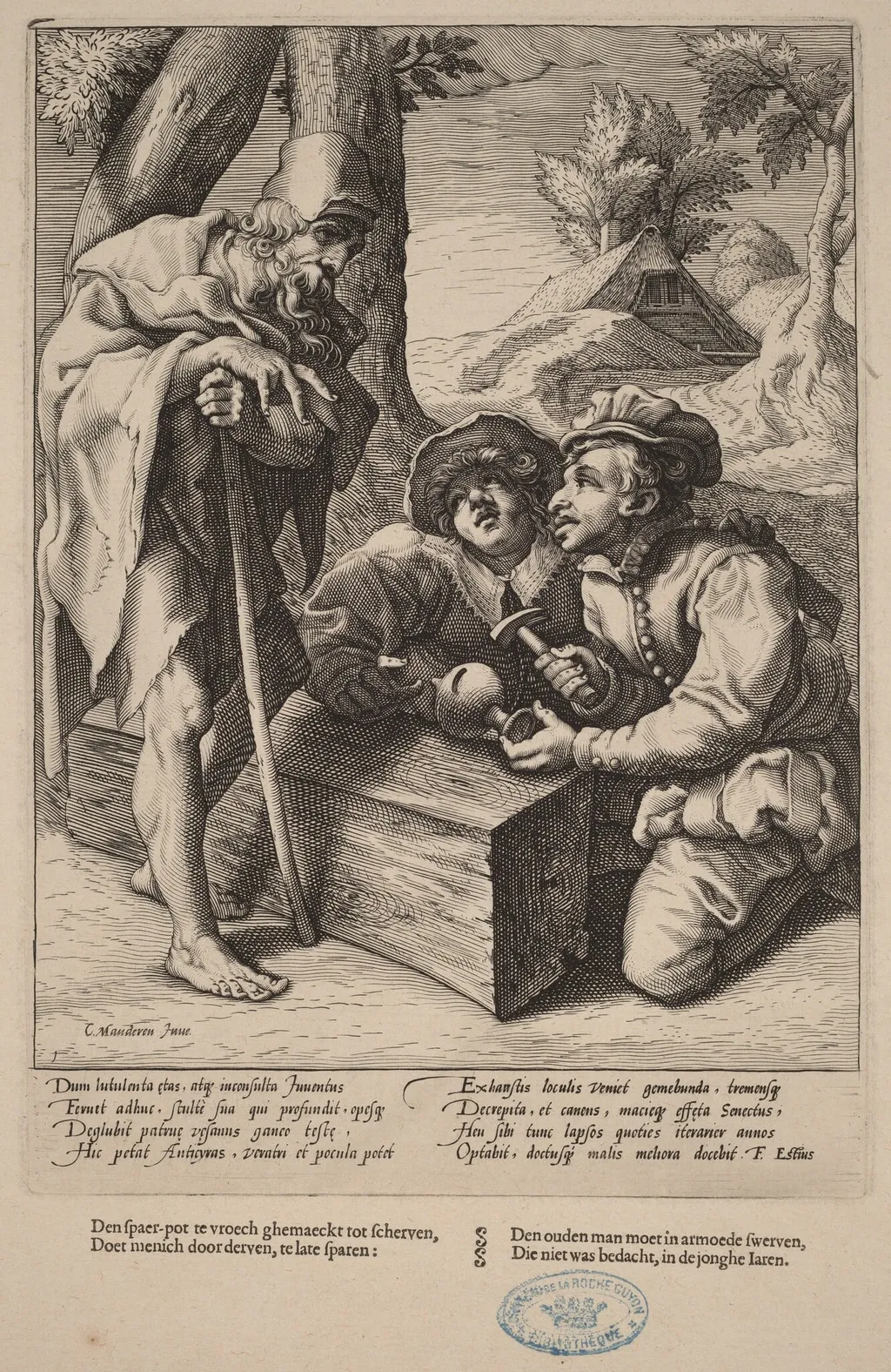 Do Not Spend Your Savings Too Soon, by Hendrick Goltzius, ink, 1592