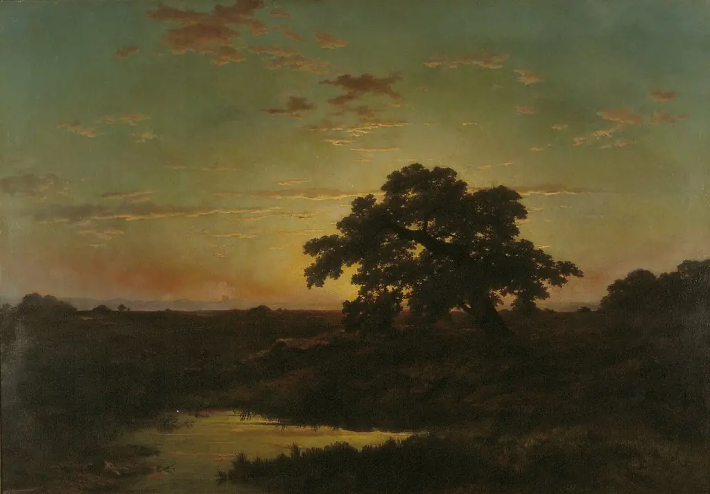 Heath Landscape at Sunset, by Louwrens Hanedoes, oil, 1851