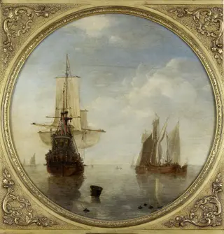 Ships at anchor, by Willem van de Velde the Younger, oil, 1690