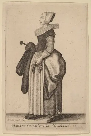 Mulier Coloniensis Exspatians, by Wenceslaus Hollar, ink, 1643