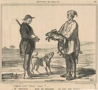 Combien votre lièvre, l'ami?, by Honoré Daumier, ink, 1858