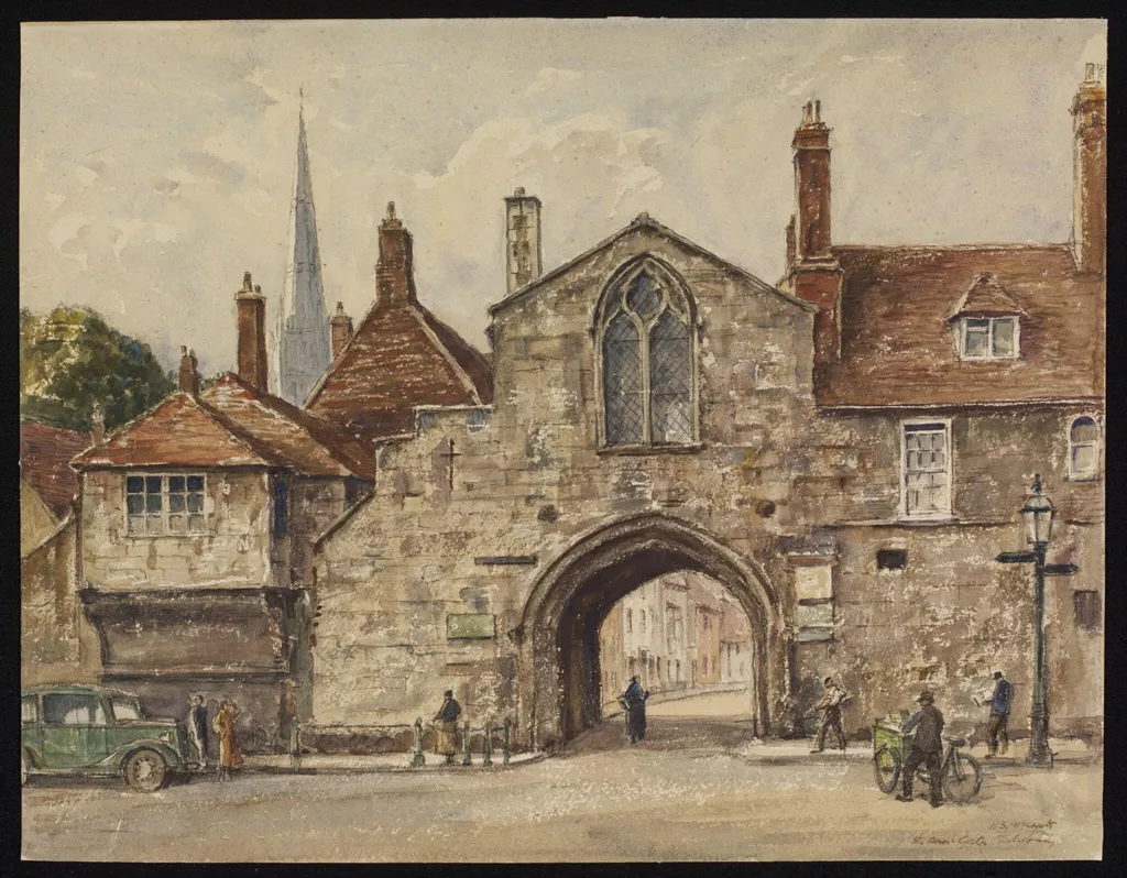 St. Ann's Gate, Salisbury, by Merritt, watercolor