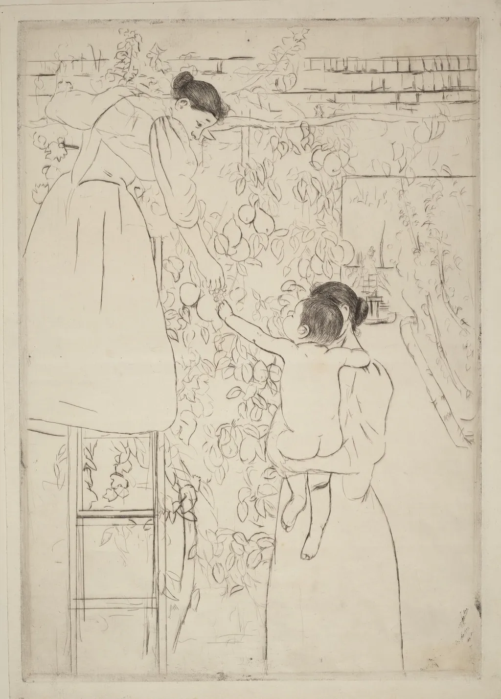 Gathering Fruit, by Mary Cassatt, ink, 1893