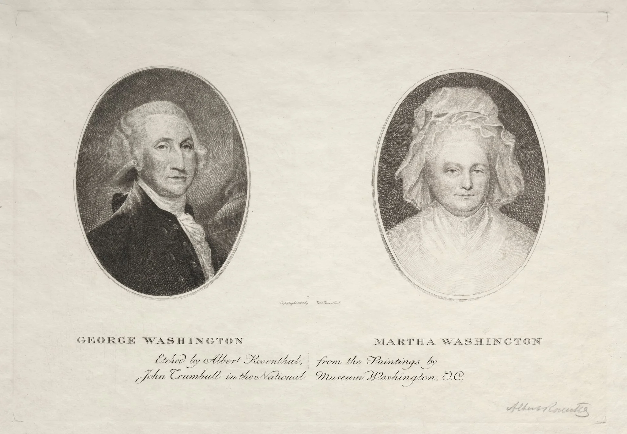 George and Martha Washington, detail