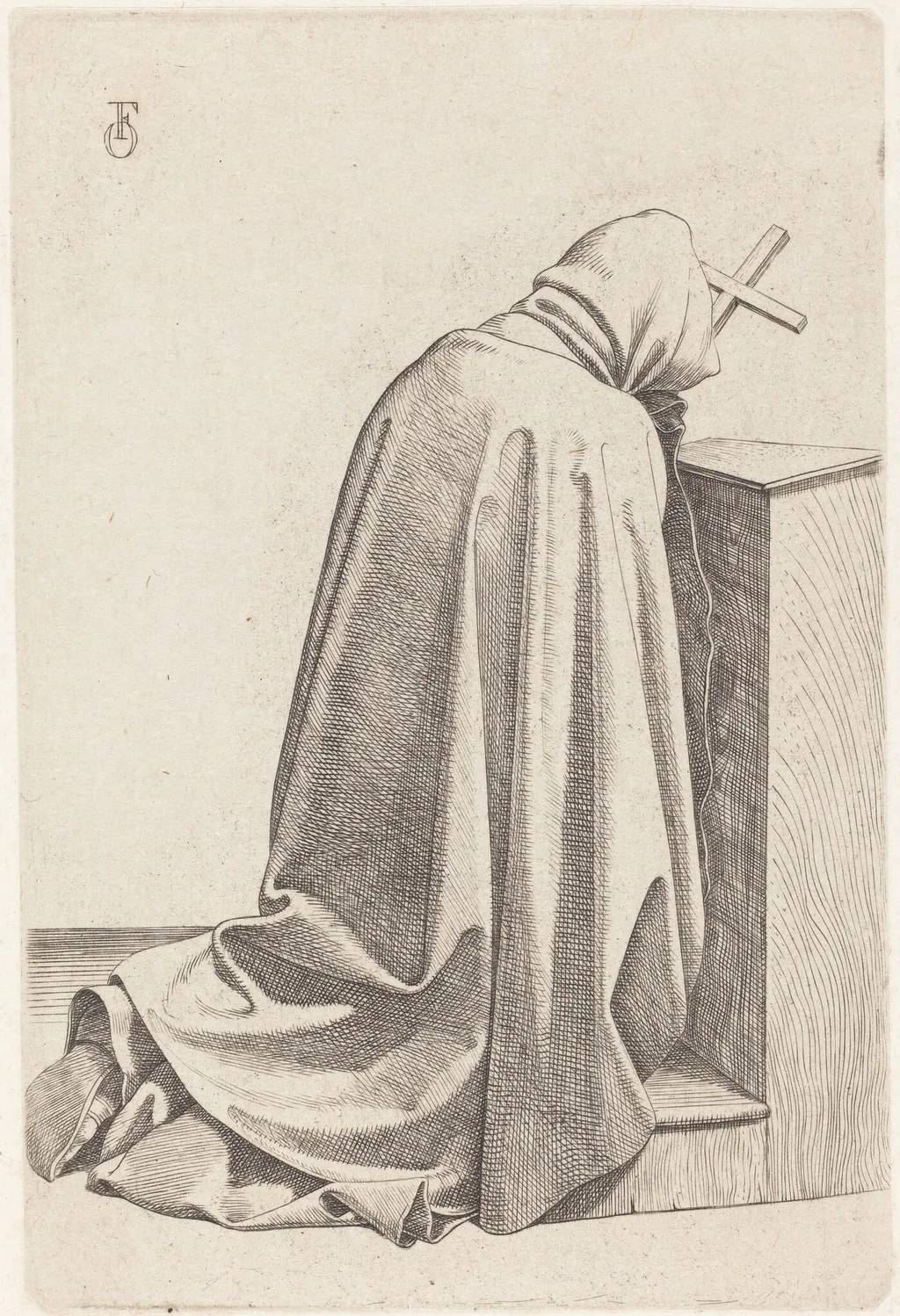 Praying Monk, by Johann Friedrich Overbeck, ink, 1826