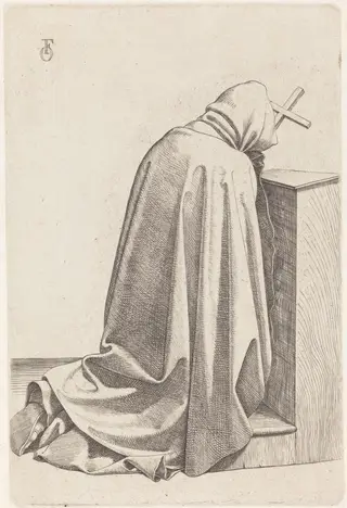 Praying Monk, by Johann Friedrich Overbeck, ink, 1826