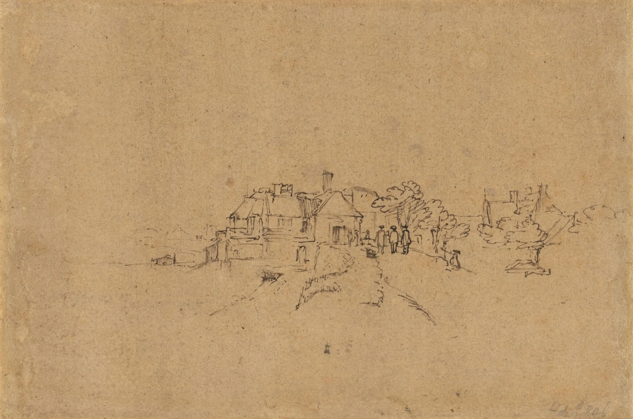 Figures on the Anthoniesdijk Entering Houtewael [verso], detail