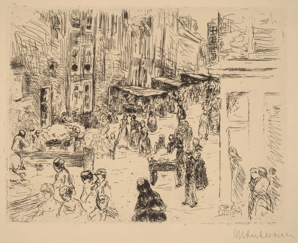 The Jewish Quarter in Amsterdam, by Max Liebermann, ink, 1906