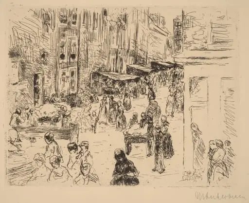 The Jewish Quarter in Amsterdam, by Max Liebermann, ink, 1906