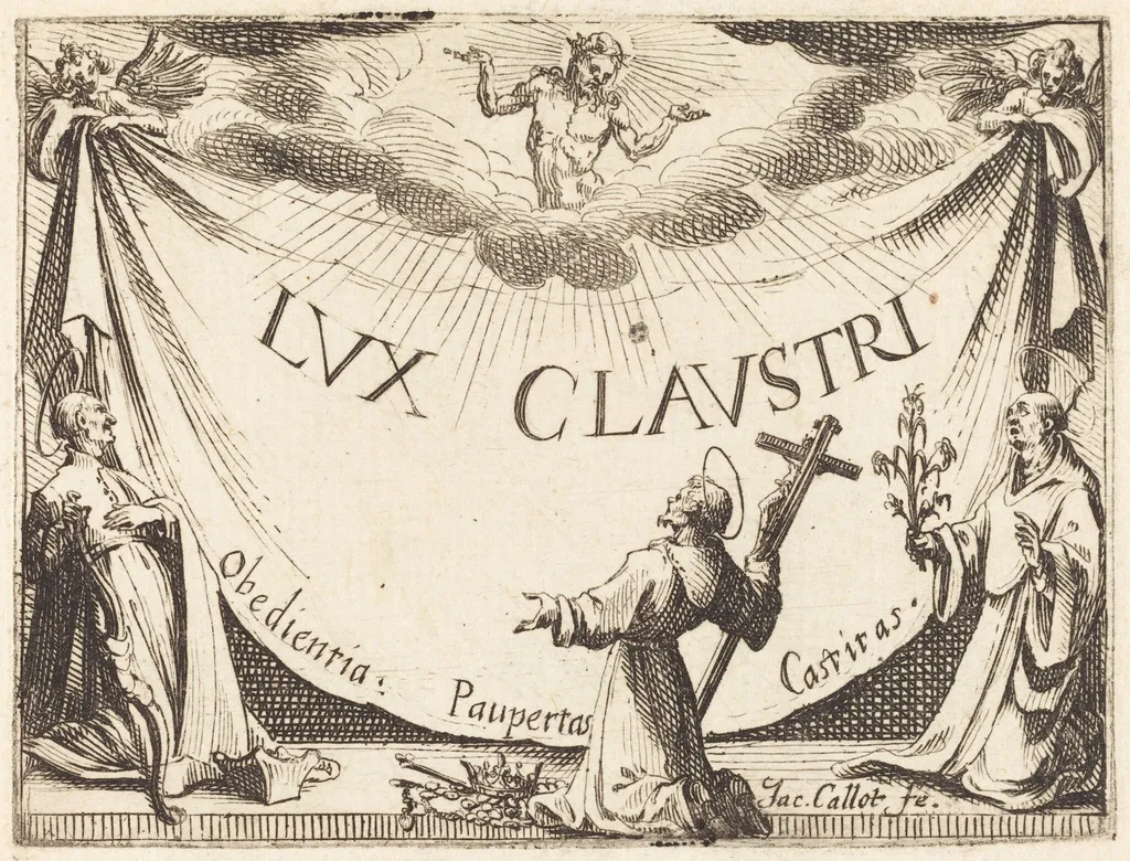 Frontispiece for "The Light of the Cloister", by Jacques Callot, ink, 1628