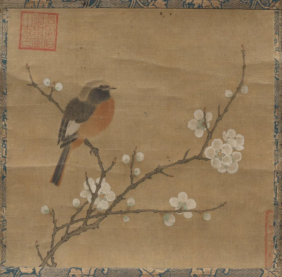 Bird on a Flowering Branch, detail