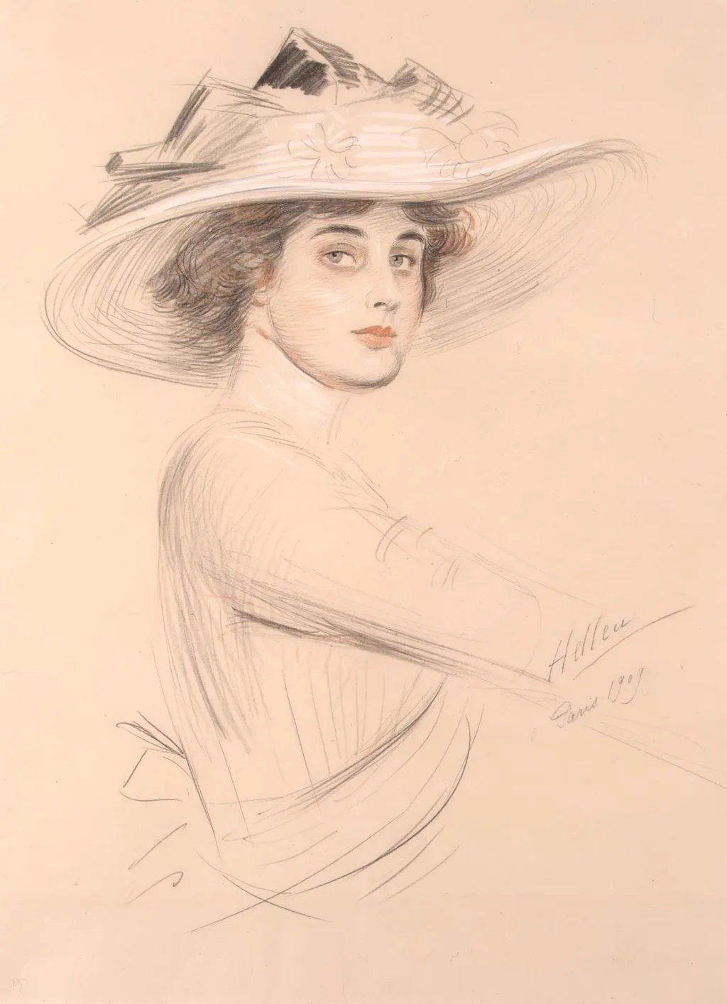 Portrait of a Woman, by Paul César Helleu, oil, 1909