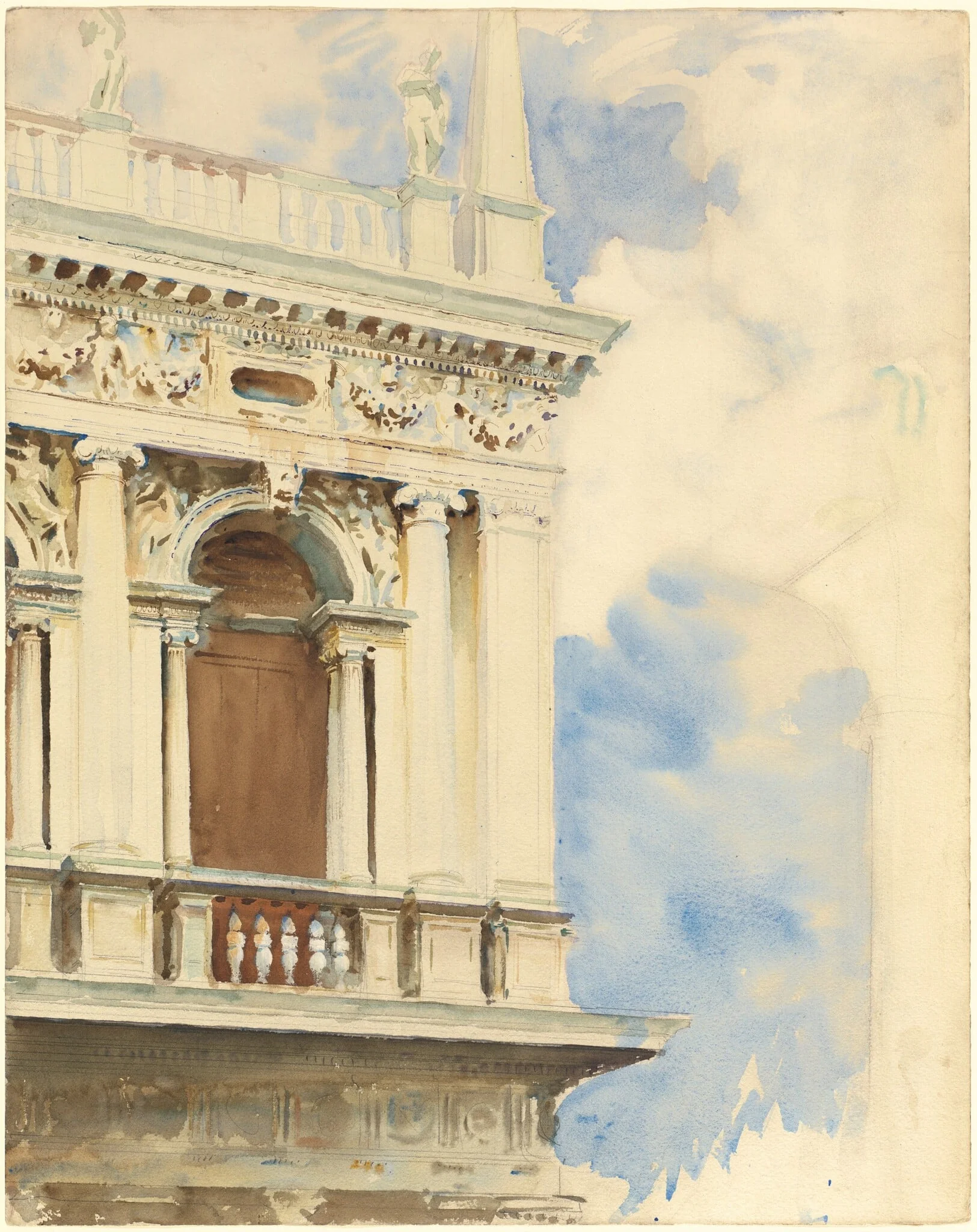 A Corner of the Library in Venice, detail