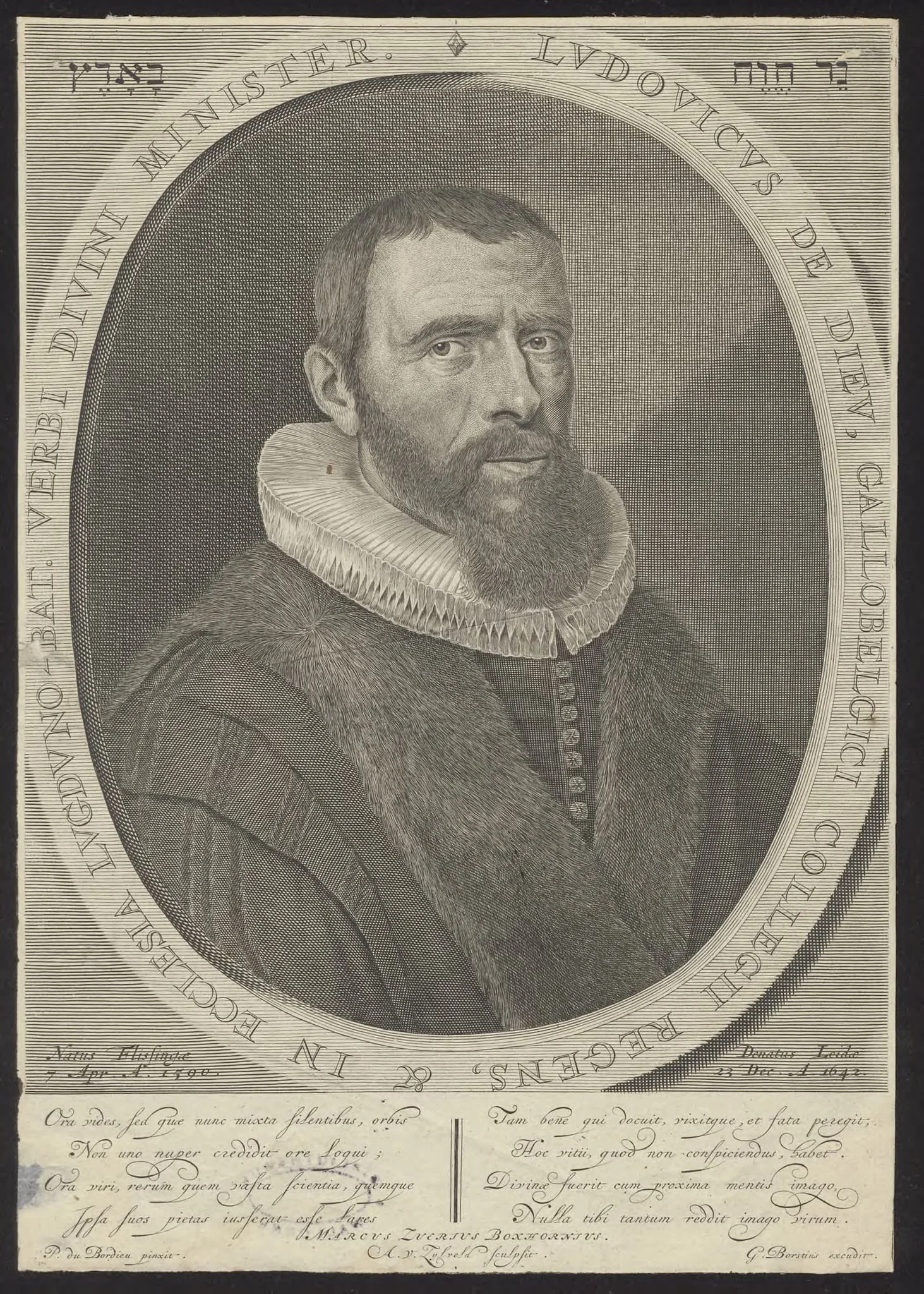 Portrait of Ludovicus de Dieu, detail