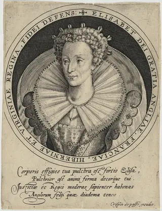 Elizabeth, Queen of England, by Crispijn van de Passe I, ink, 1601