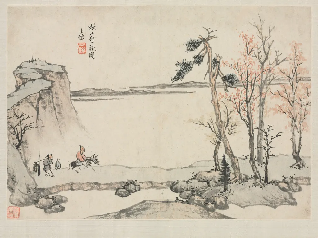 Landscape Album in Various Styles: Traveling in Autumn Mountains, by Zha Shibiao, unspecified, 1692