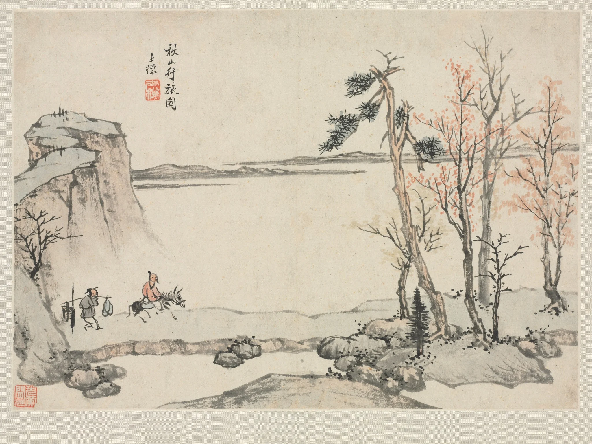 Landscape Album in Various Styles: Traveling in Autumn Mountains, detail