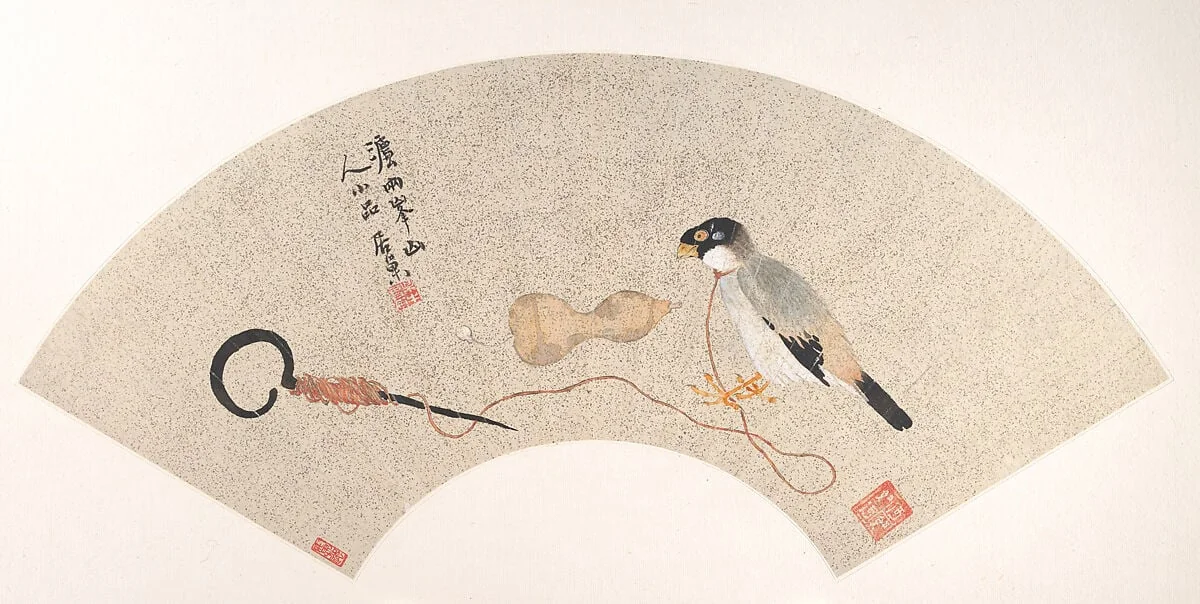 清 居巢 鳥圖 扇面|Bird, detail