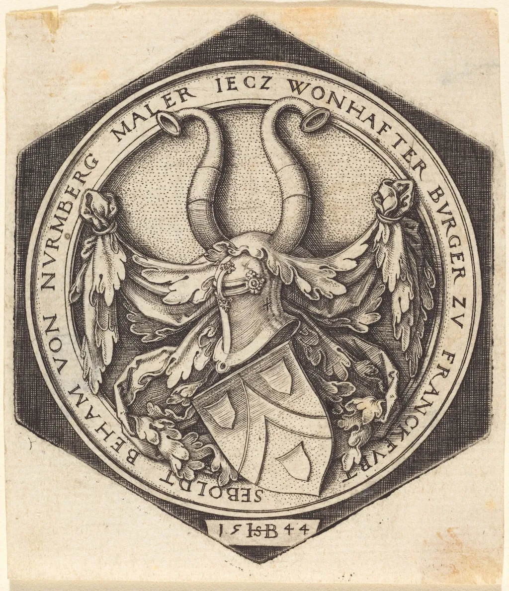 Coat of Arms of Sebald Beham, by Sebald Beham, ink, 1544