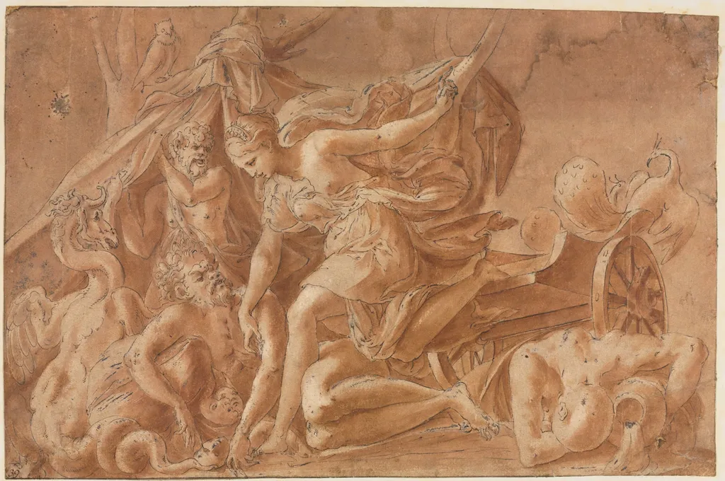 Copy after Primaticcio's Juno Awakening Sleep, by Francesco Primaticcio, 1535