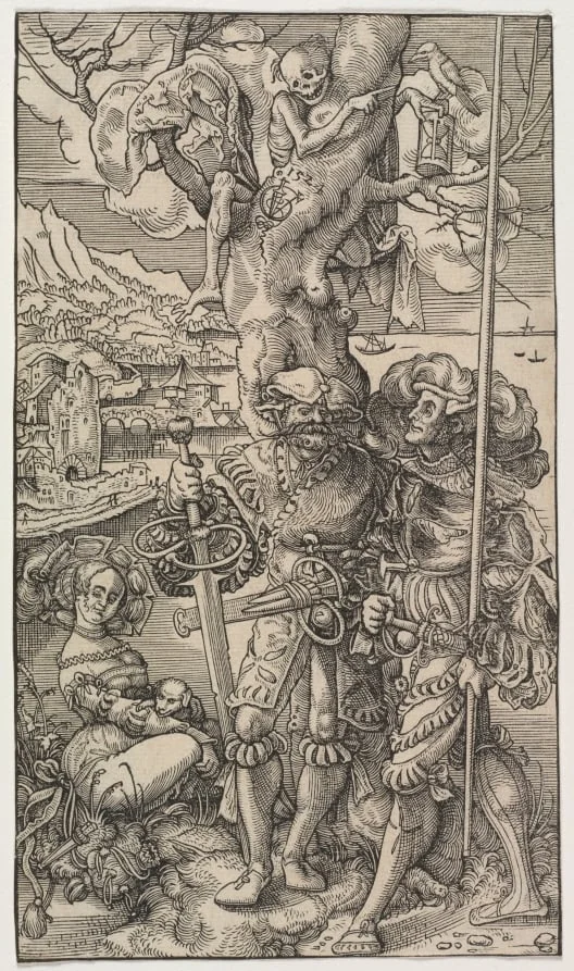 Mercenaries and a Woman with Death in a Tree, detail