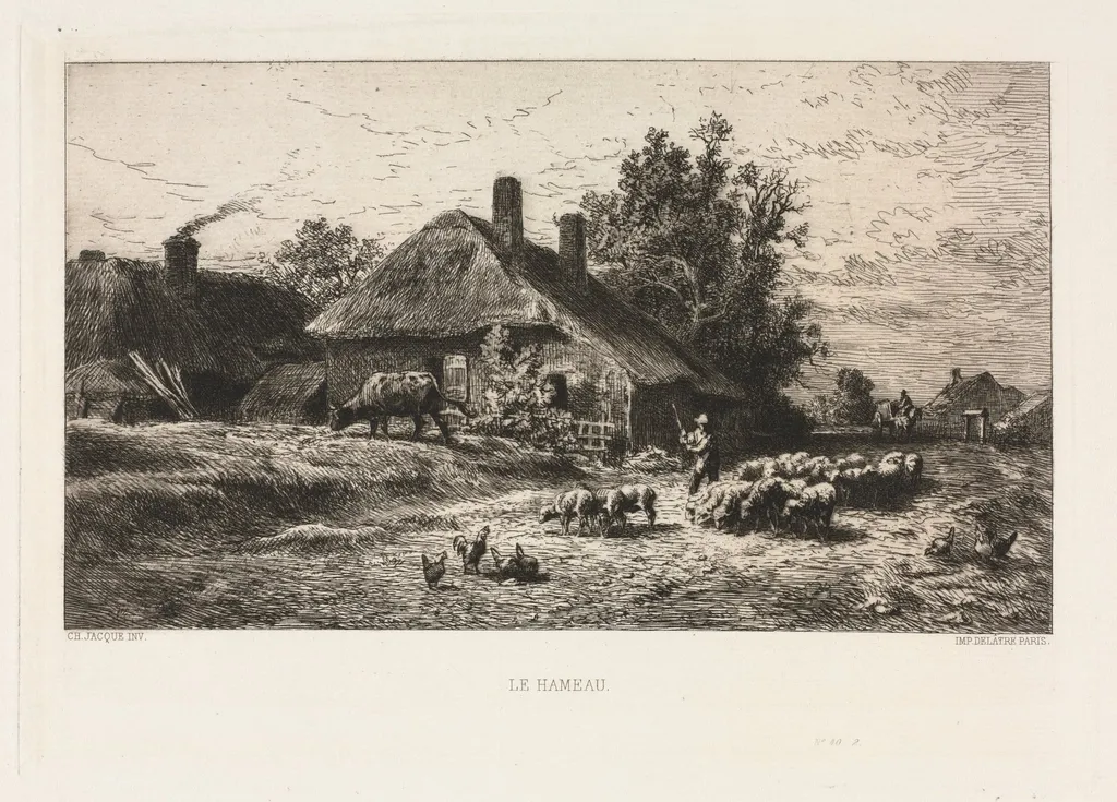 The Hamlet, by Charles Jacque, 1867