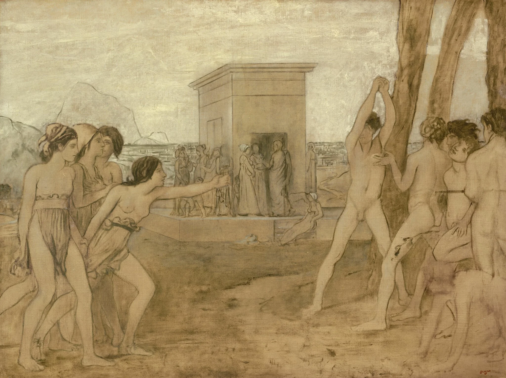 Young Spartan Girls Challenging Boys, detail
