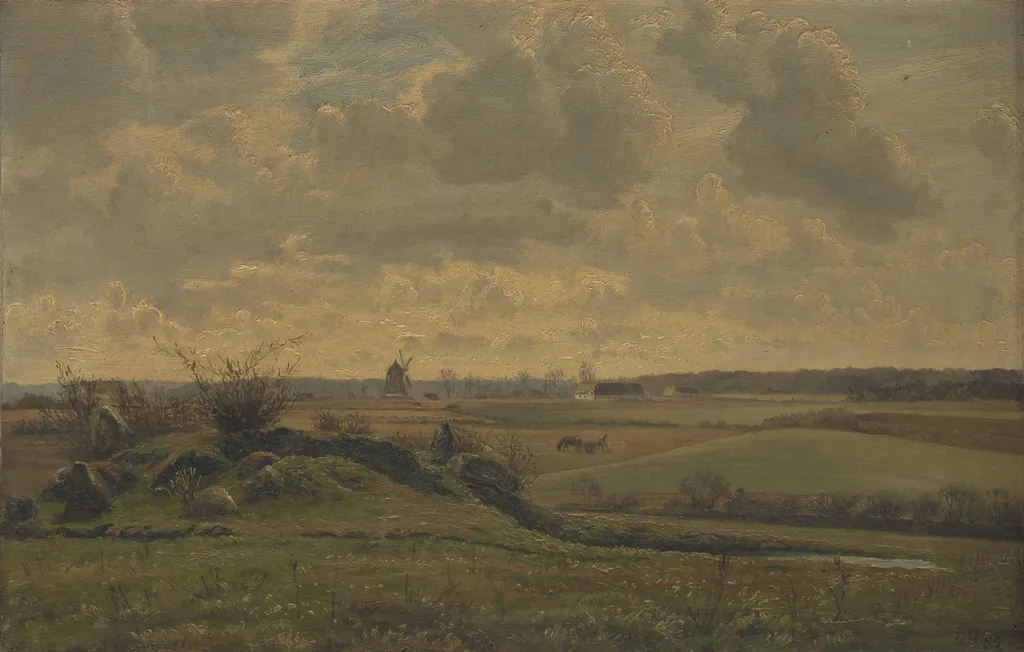Landskab ved Gyrstinge, by Louise Ravn-Hansen, oil, 1892