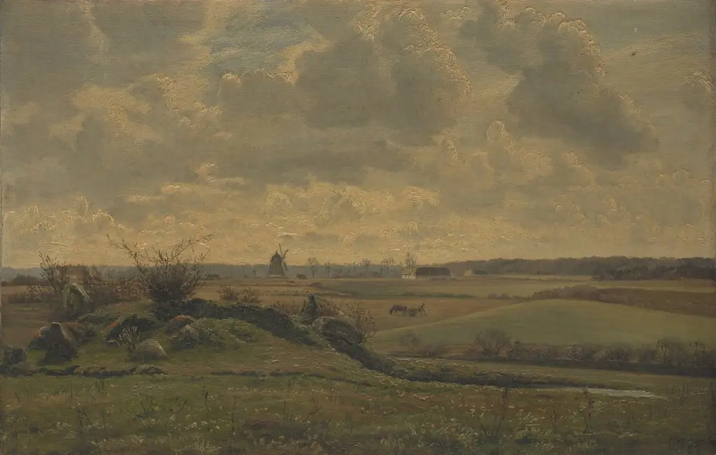 Landskab ved Gyrstinge, by Louise Ravn-Hansen, oil, 1892