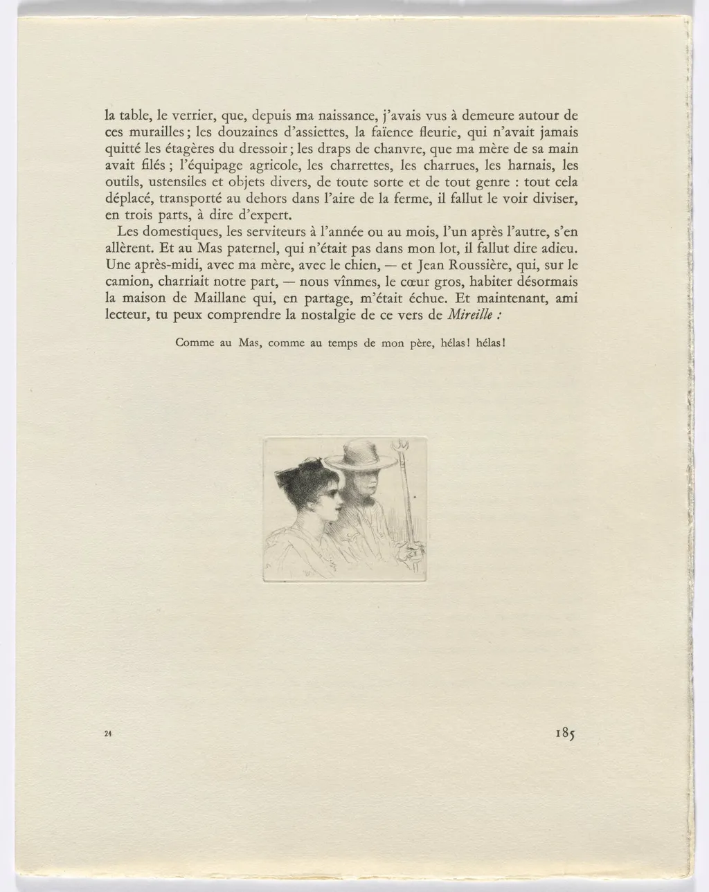 Frédéric Mistral: Mémoires et Recits by Frédéric Mistral: bust of a man and a woman (page 185), by Auguste Brouet, 1937